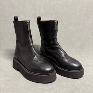 Flattered Alma Black Leather‎ Zipped Ankle Boots Women’s 36